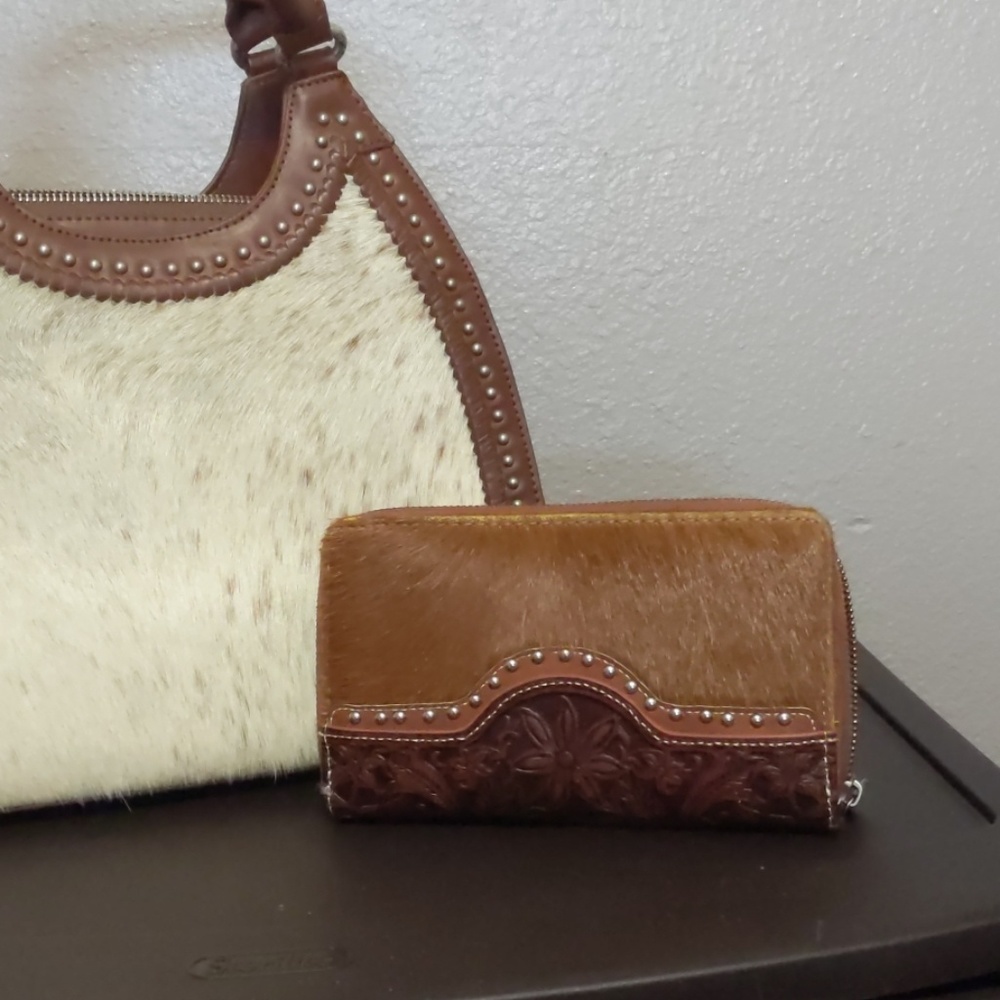 Brown Leather & Cowhide Wallet